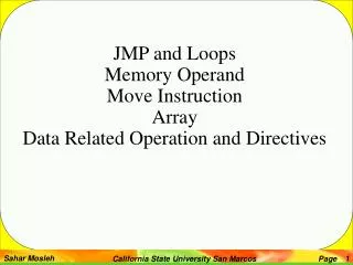 JMP and Loops Memory Operand Move Instruction Array Data Related Operation and Directives