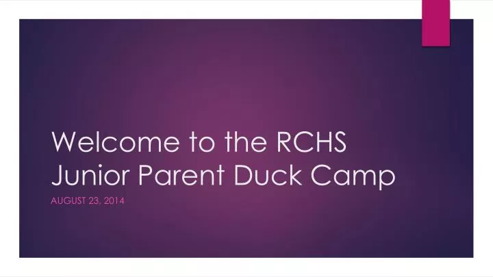 welcome to the rchs junior parent duck camp