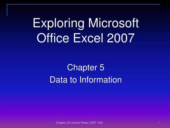 exploring microsoft office excel 2007