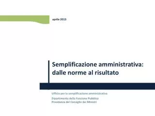 semplificazione amministrativa dalle norme al risultato