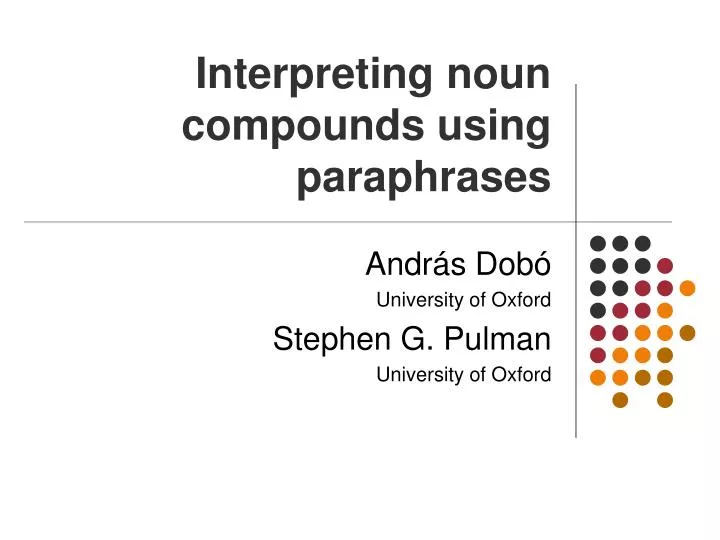 interpreting noun compounds using paraphrases