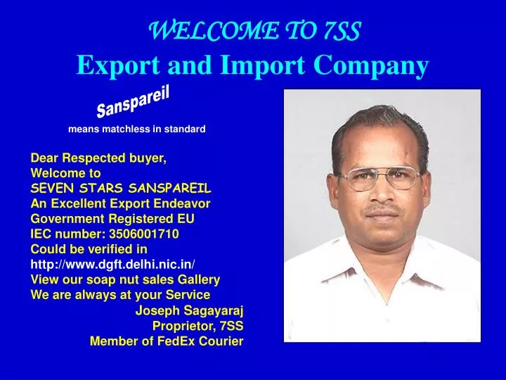 welcome to 7ss export and import company