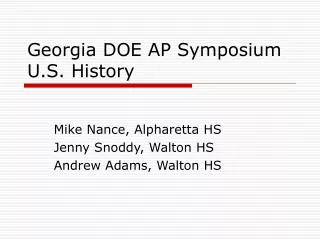 Georgia DOE AP Symposium U.S. History