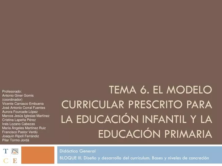 tema 6 el modelo curricular prescrito para la educaci n infantil y la educaci n primaria