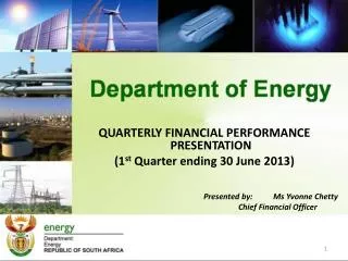QUARTERLY FINANCIAL PERFORMANCE PRESENTATION (1 st Quarter ending 30 June 2013)