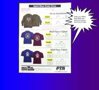 Order your ARES Spirit Wear and show your school spirit every Friday!