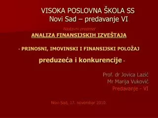 visoka poslovna kola ss novi sad predavanje vi