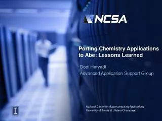 Porting Chemistry Applications to Abe: Lessons Learned