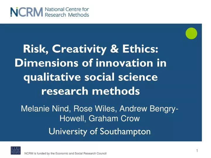 risk creativity ethics dimensions of innovation in qualitative social science research methods