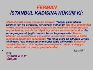 ferman stanbul kadisina h k m k