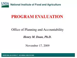 Office of Planning and Accountability Henry M. Doan, Ph.D. November 17, 2009