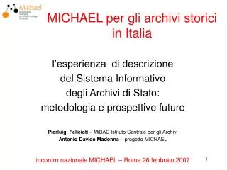 michael per gli archivi storici in italia