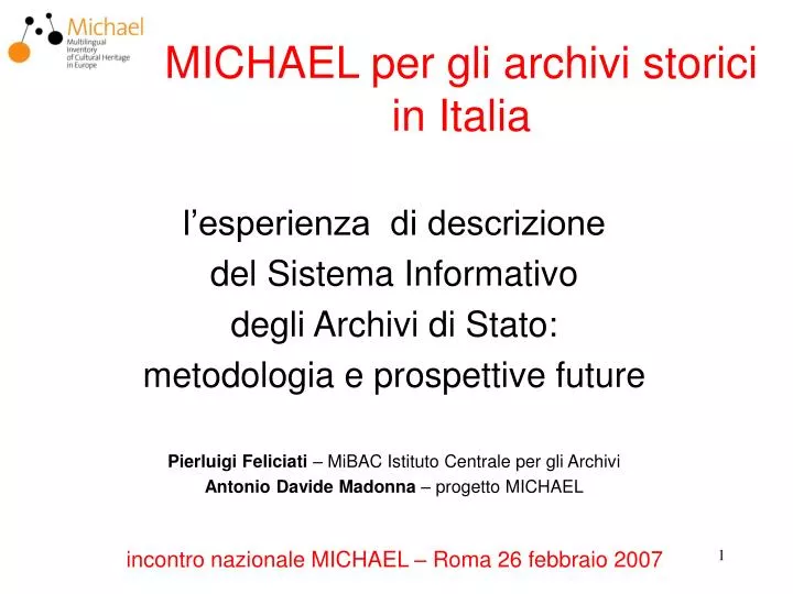 michael per gli archivi storici in italia