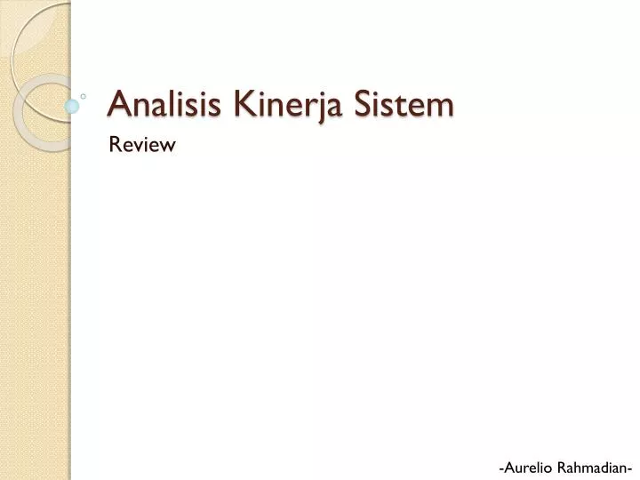 analisis kinerja sistem