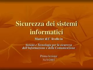sicurezza dei sistemi informatici
