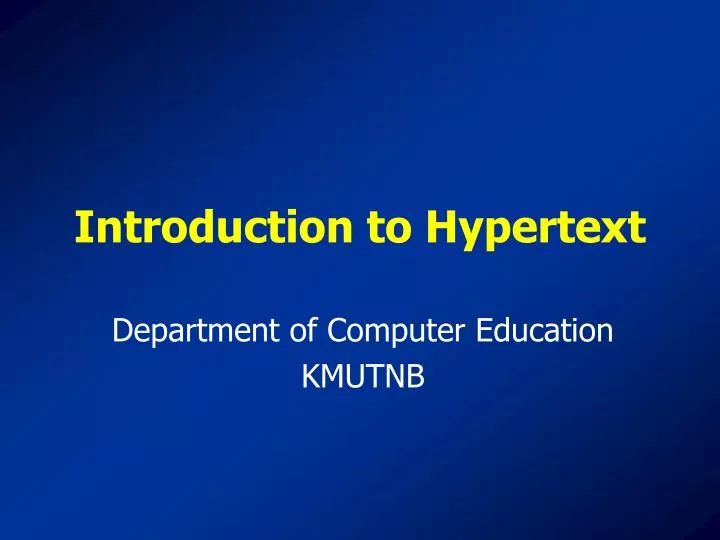 introduction to hypertext