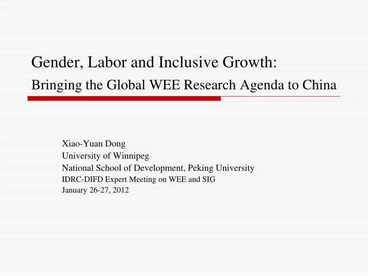 gender labor and inclusive growth bringing the global wee research agenda to china