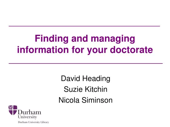 finding and managing information for your doctorate