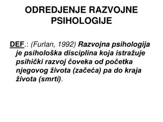odredjenje razvojne psihologije