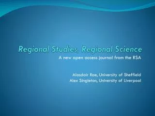 Regional Studies, Regional Science