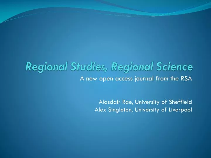 regional studies regional science