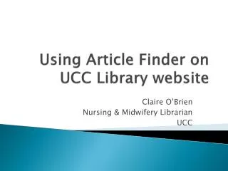 Using Article Finder on UCC Library website