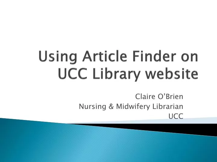 using article finder on ucc library website