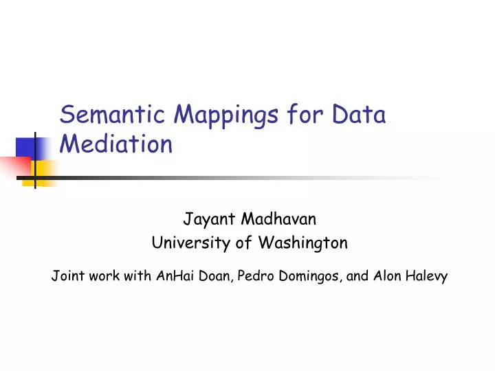 semantic mappings for data mediation