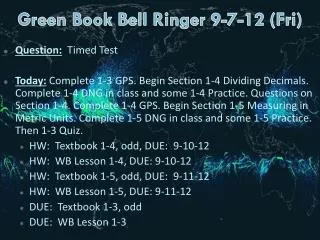 Green Book Bell Ringer 9-7-12 (Fri)