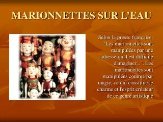 marionnettes sur l eau