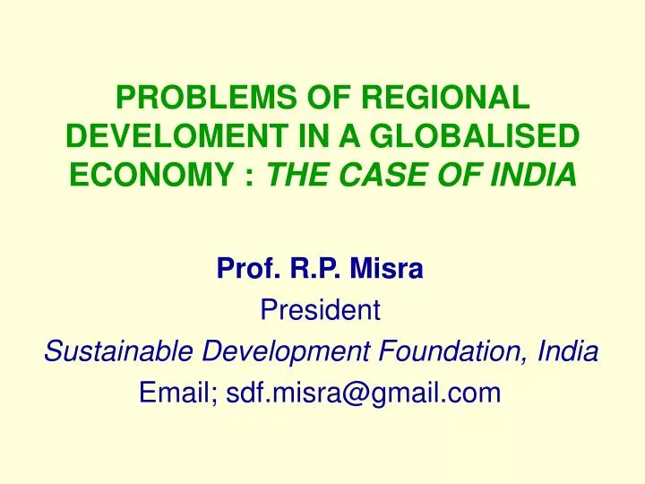 problems of regional develoment in a globalised economy the case of india