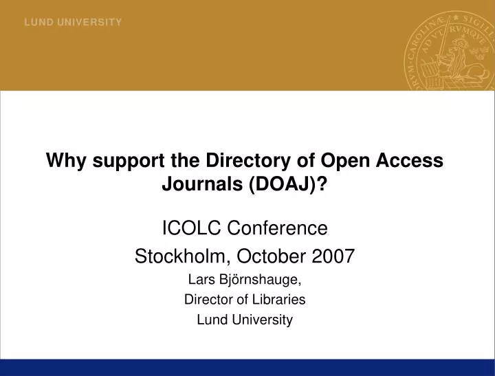 why support the directory of open access journals doaj