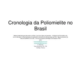 cronologia da poliomielite no brasil