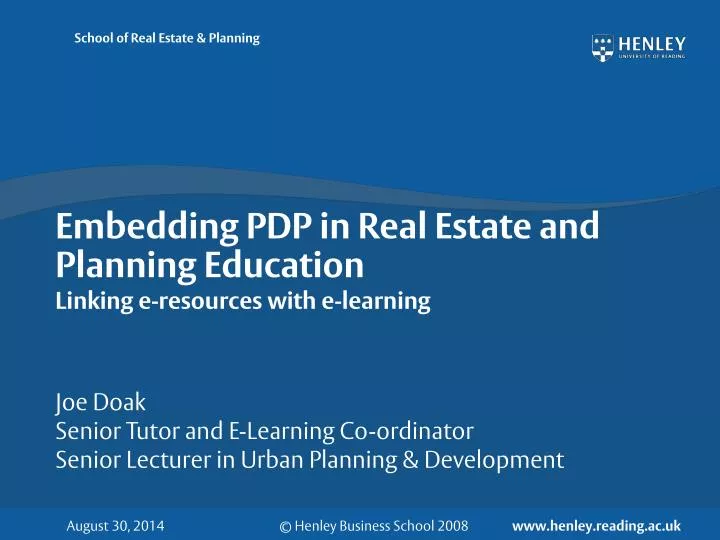 embedding pdp in real estate and planning education