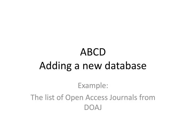 abcd adding a new database