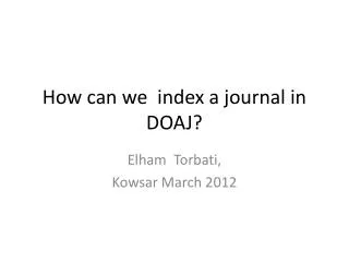 How can we index a journal in DOAJ?