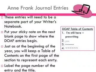 Anne Frank Journal Entries