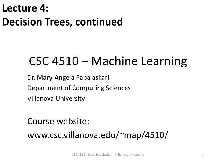csc 4510 machine learning