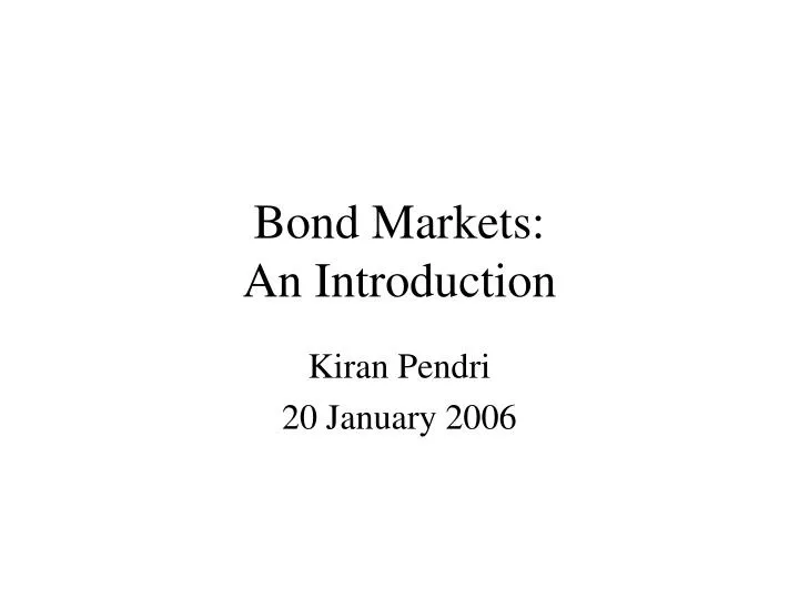 bond markets an introduction