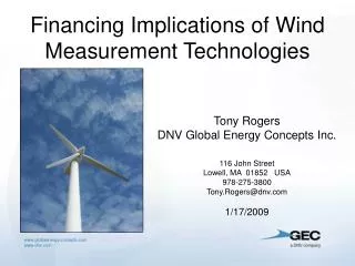 Financing Implications of Wind Measurement Technologies