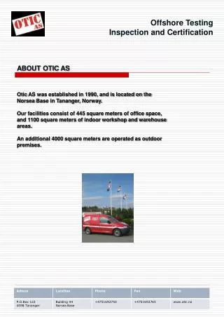 Offshore Testing Inspection and Certification