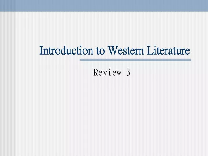 introduction to western literature