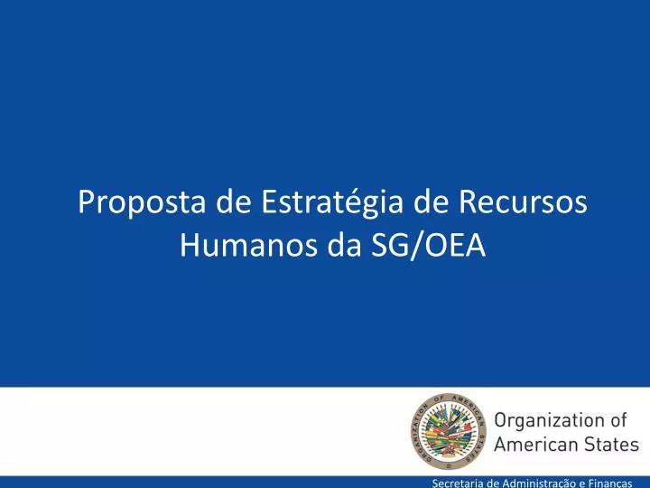 proposta de estrat gia de recursos humanos da sg oea