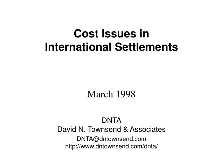 cost issues in international settlements