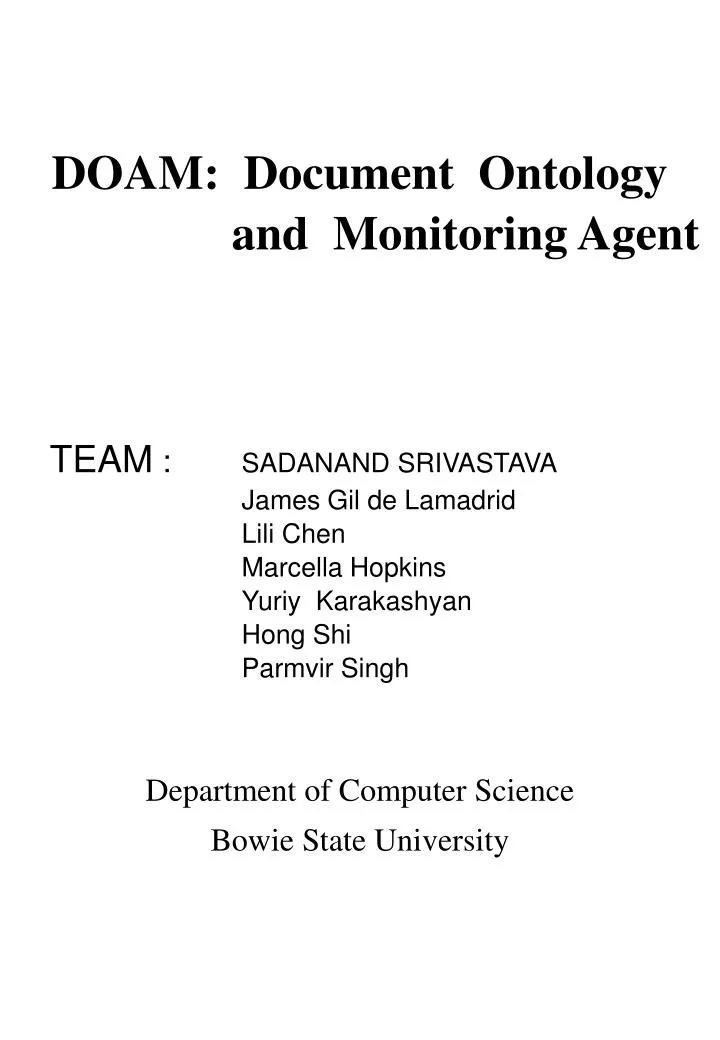 doam document ontology and monitoring agent