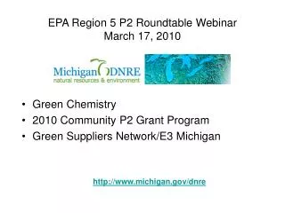 EPA Region 5 P2 Roundtable Webinar March 17, 2010