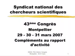 syndicat national des chercheurs scientifiques