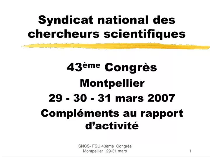 syndicat national des chercheurs scientifiques