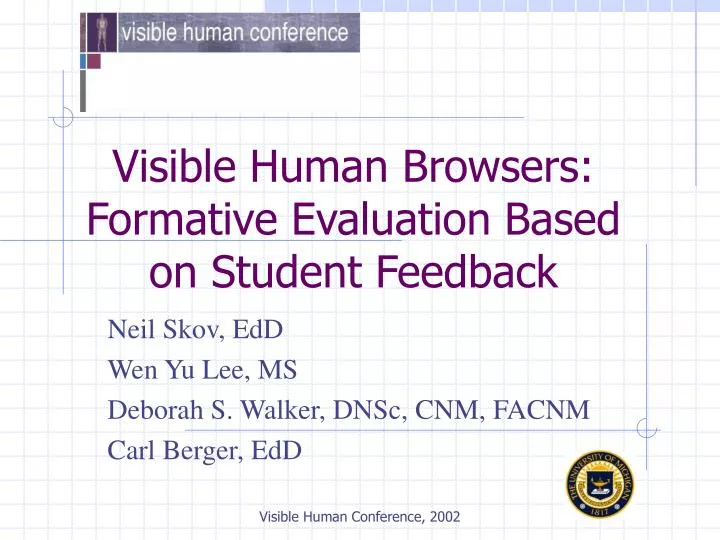 visible human browsers formative evaluation based on student feedback