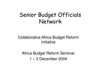 Senior Budget Officials Network